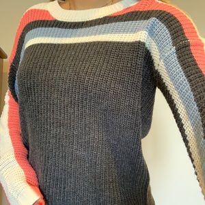 Multicolored pink rose sweater